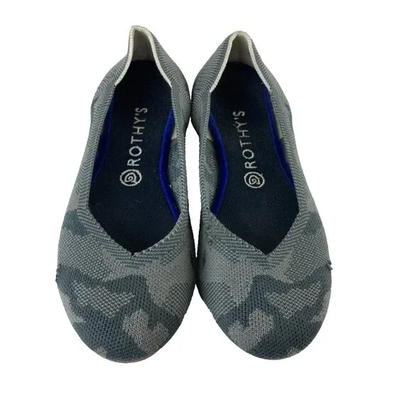 Rothys Ballet Flat Shoes Womens Sz 9 Gray Camo Slip On Comfort Designer Shoes - Picture 1 of 9